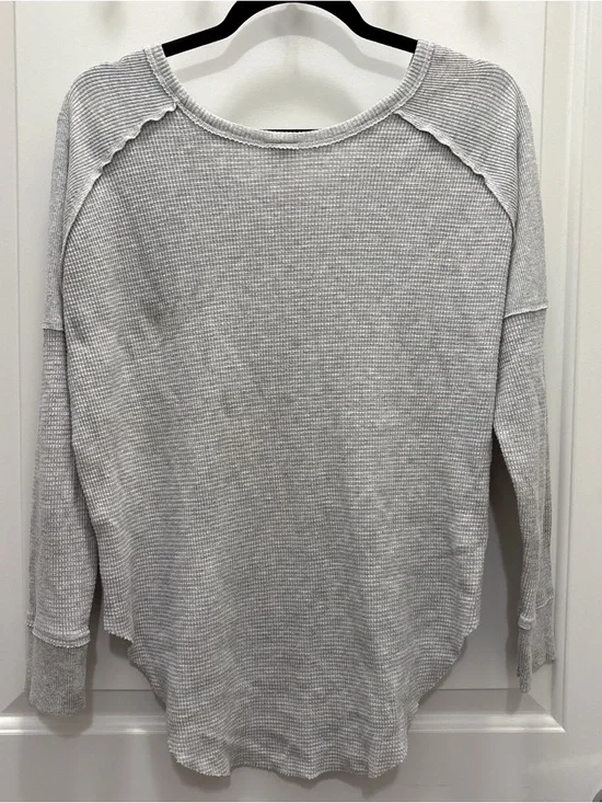TNA Aritzia Waffle Knit Long Sleeve Top Grey Size S - Picture 5 of 8